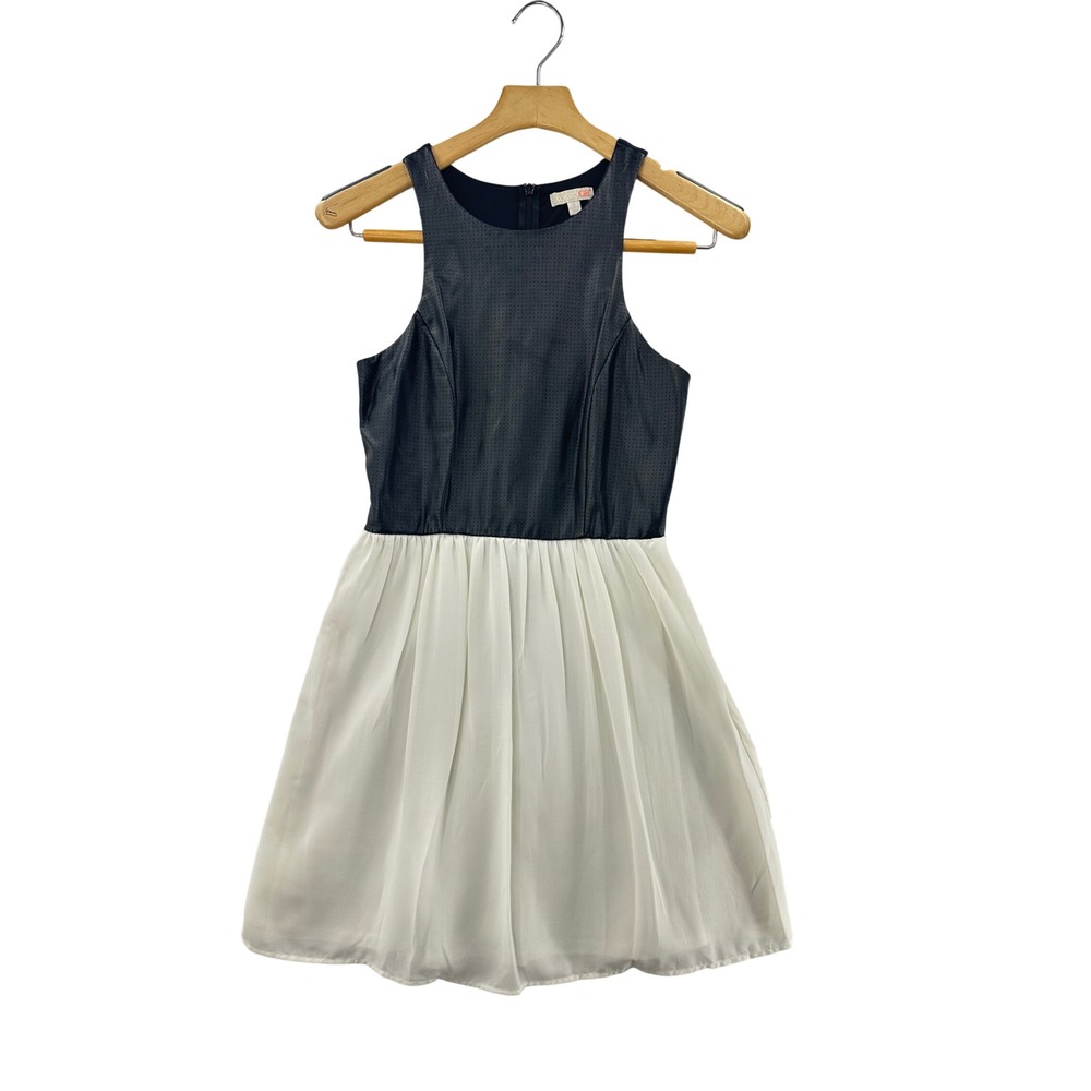 GB by GB girls Black White Perforated Skirt Dress S Sleeveless A Line Party